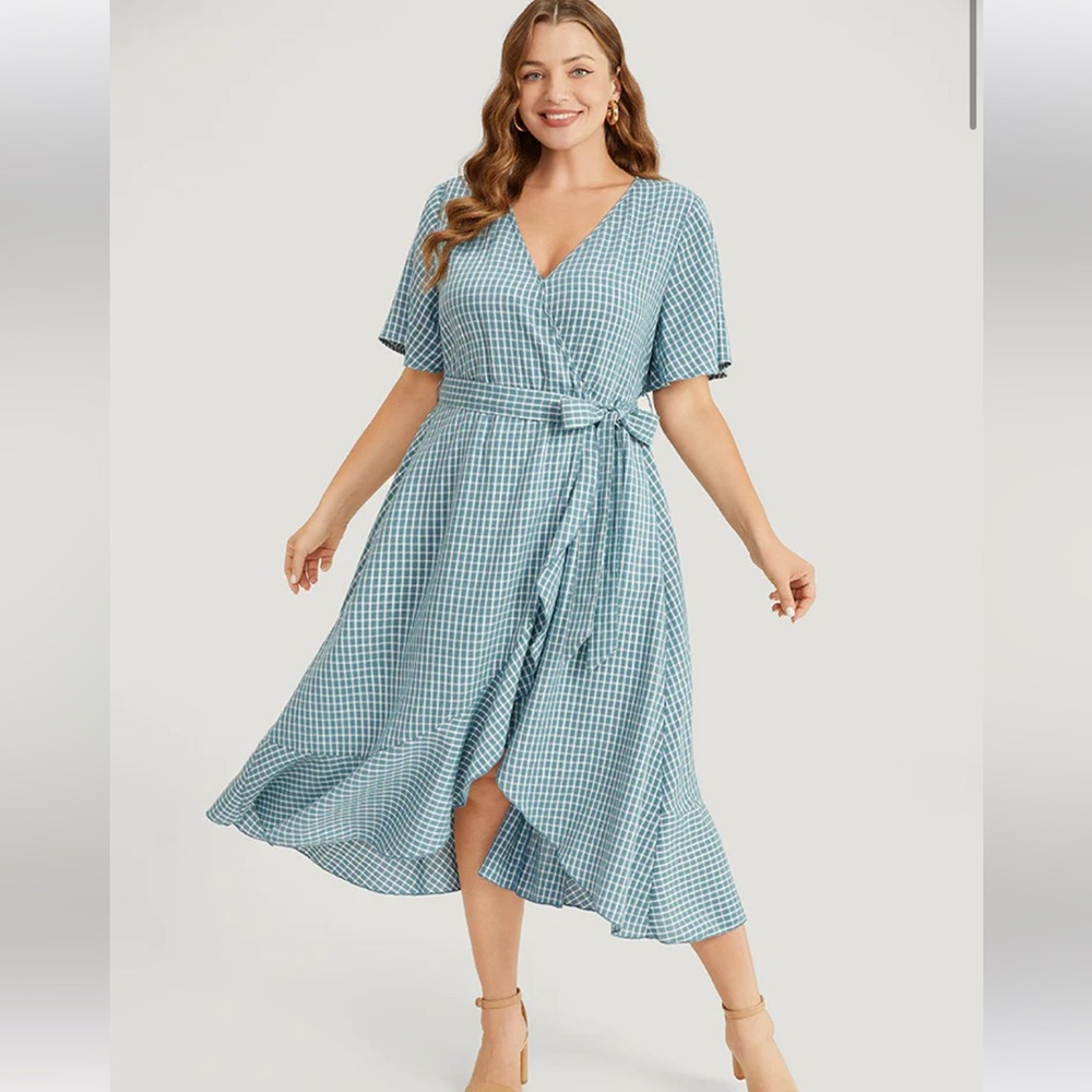 Bloomchic Gingham Dress, light blue, 4x, never worn